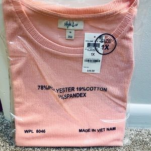 Style & Co Pink Volume Sleeve Top. Brand new. 1X